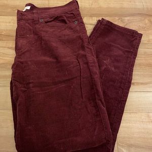 Jcrew maroon ankle straight corduroy size 28